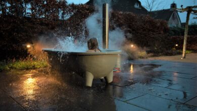 La bañera para el aire libre Dutch Hot Tub. Foto: Weltevree
